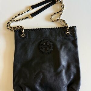 Tory Burch Black Leather Chain Strap Bag